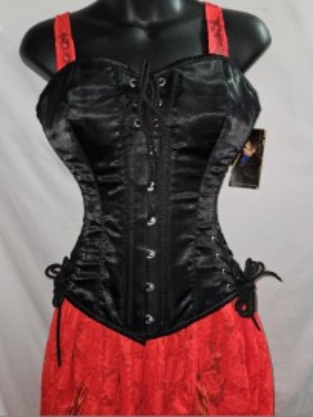 NWT 24"/S TIGHT LACING ENCHANTRESS CORSET ELEGANT RETRO GOTH BLACK SILK HANDMADE